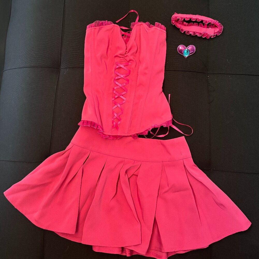 Princess Peach Push Up Corset with Skirt with Lace Decorations